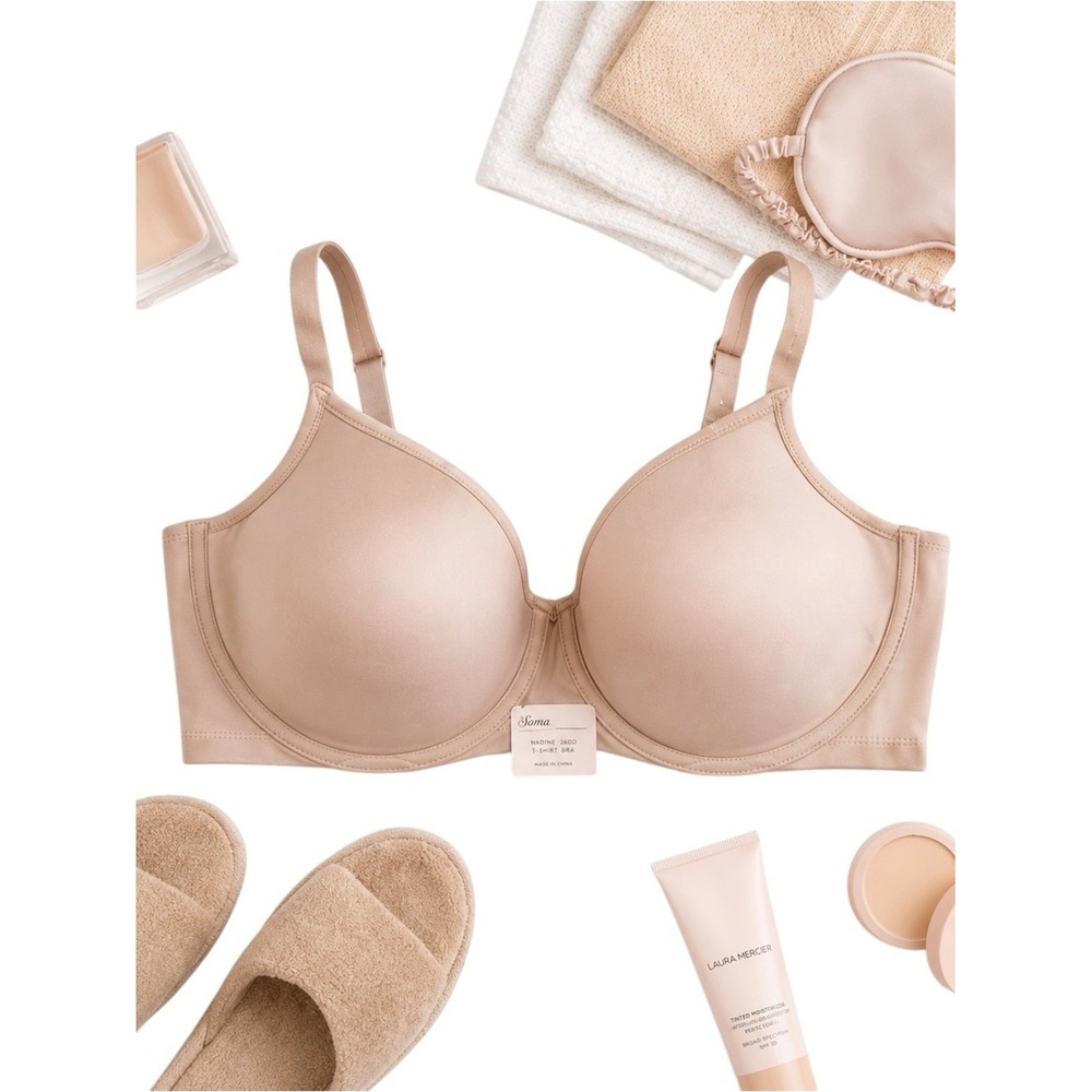Soma Nadine T Shirt Bra 36DD Nude Underwire Lightly Lined Full Coverage in EUC
